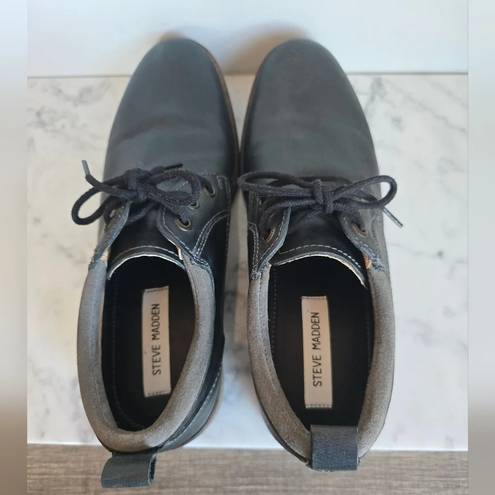 Steve Madden, Men's Gray Cherp Derby Leather Oxford Dress Shoes, Size 9 D